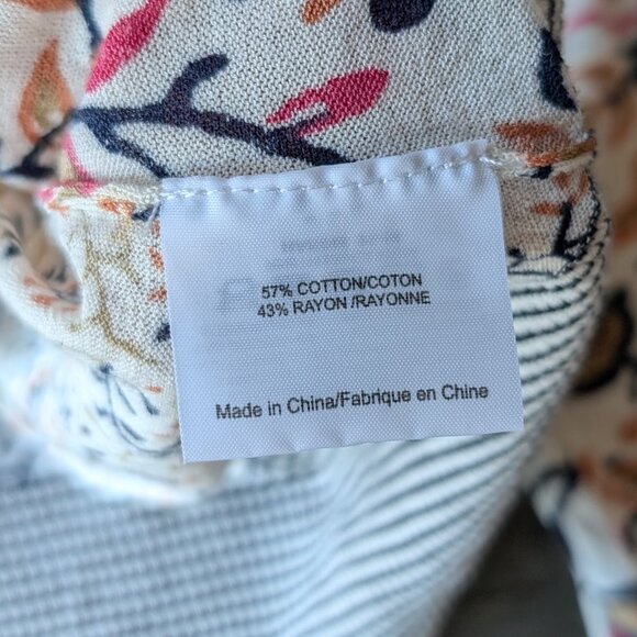 Tory Burch Floral Stripe Contrast Print V-Neck Button Front Cardigan medium - Picture 6 of 8